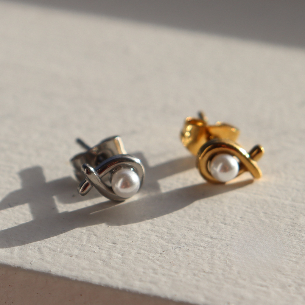 Steel Me Yellow Gold Fish Studs