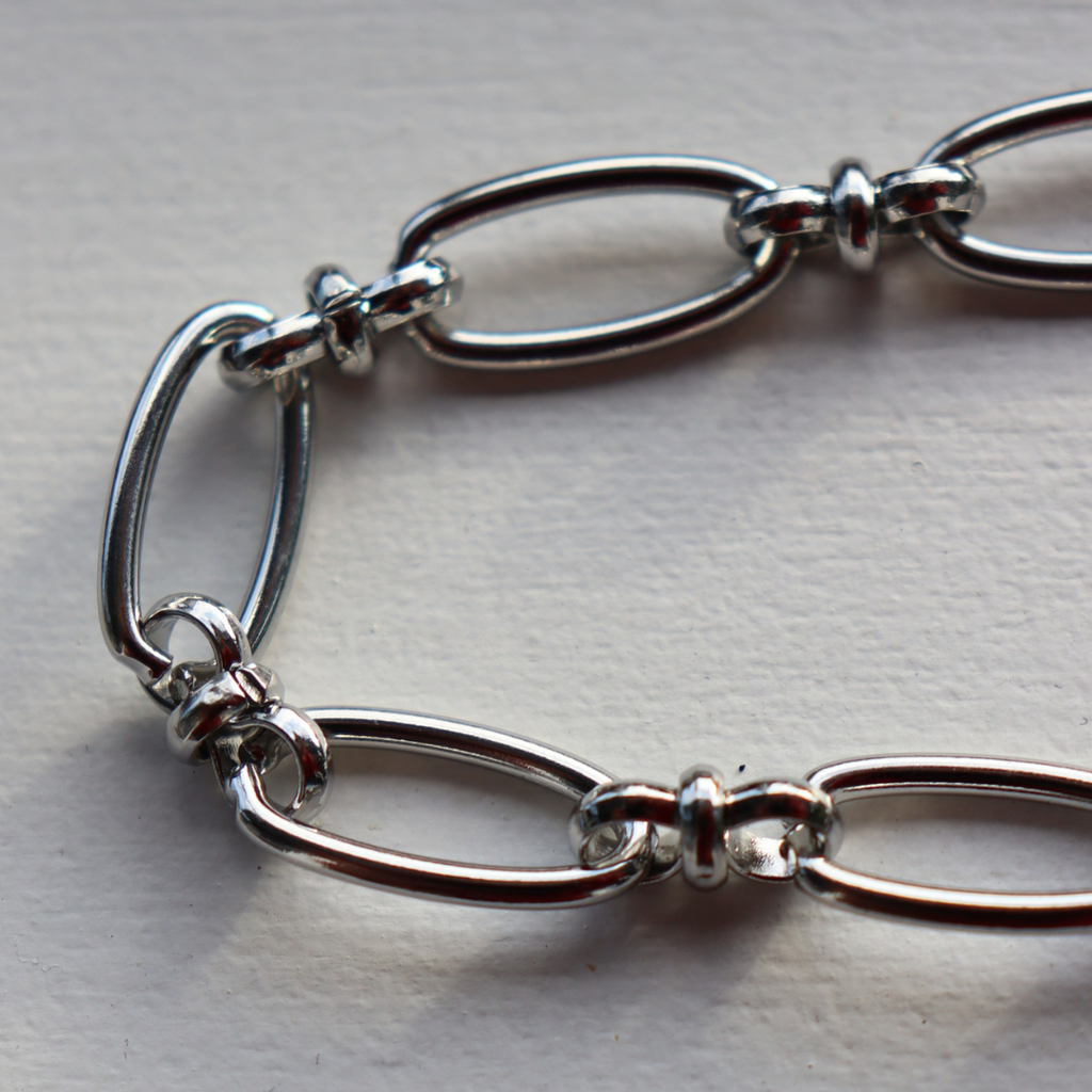 Steel Me Large Oval Link Silver Necklace