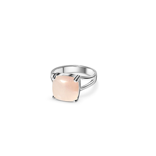 La Stele Rose Quartz Square Ring