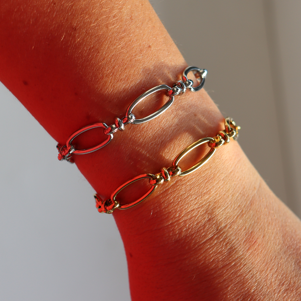 Steel Me Large Oval Link Silver Bracelet