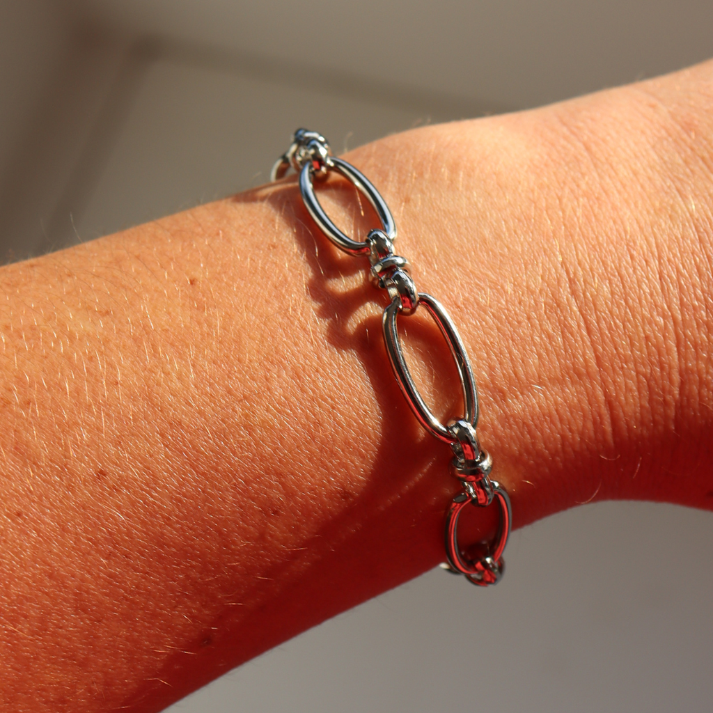 Steel Me Large Oval Link Silver Bracelet
