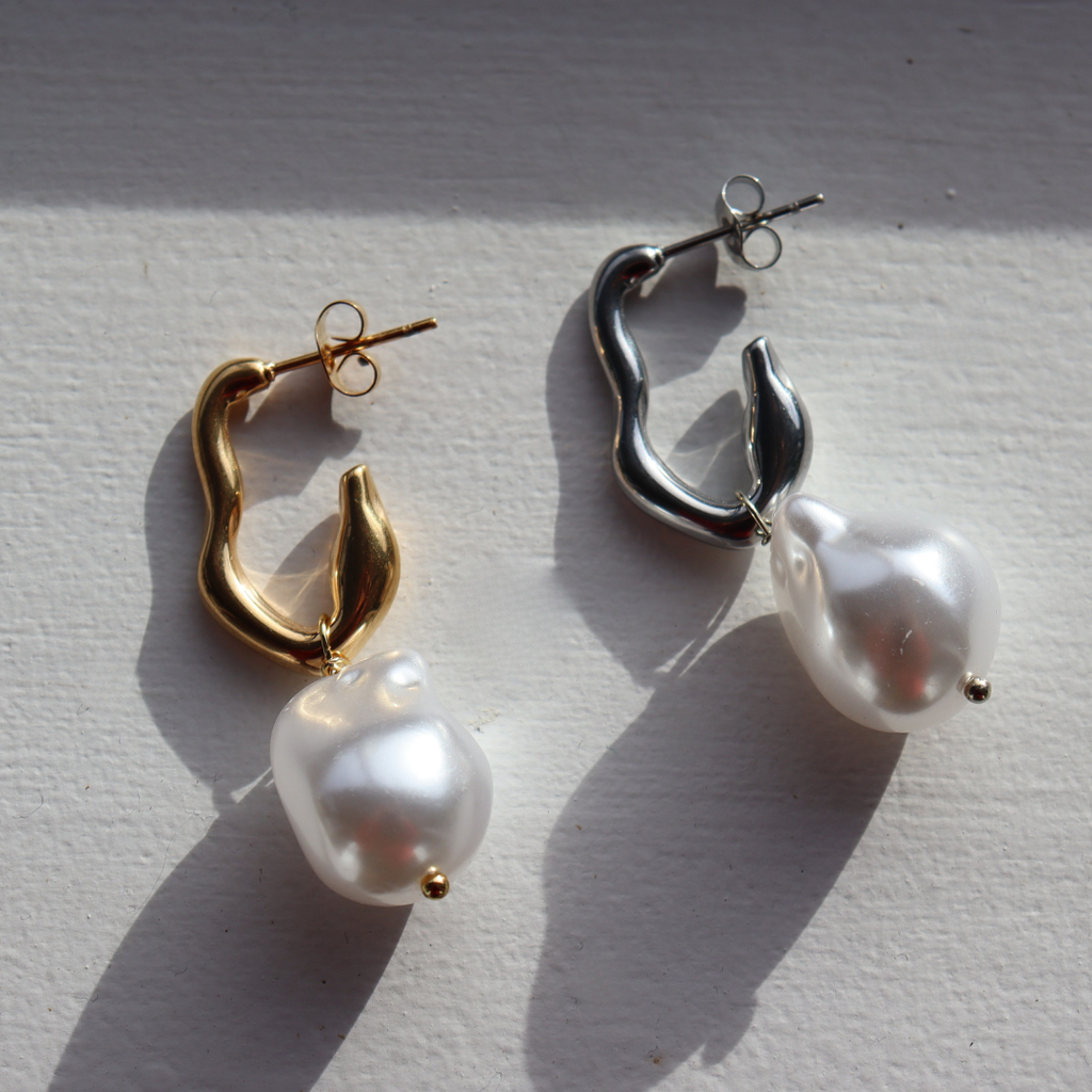 Steel Me Silver Chloe Pearl Earrings