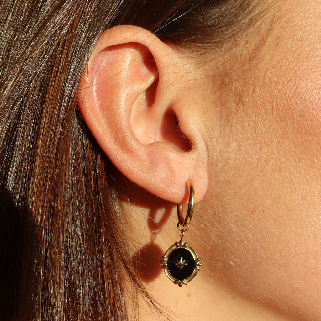 Steel Me Boho Black Star Earrings