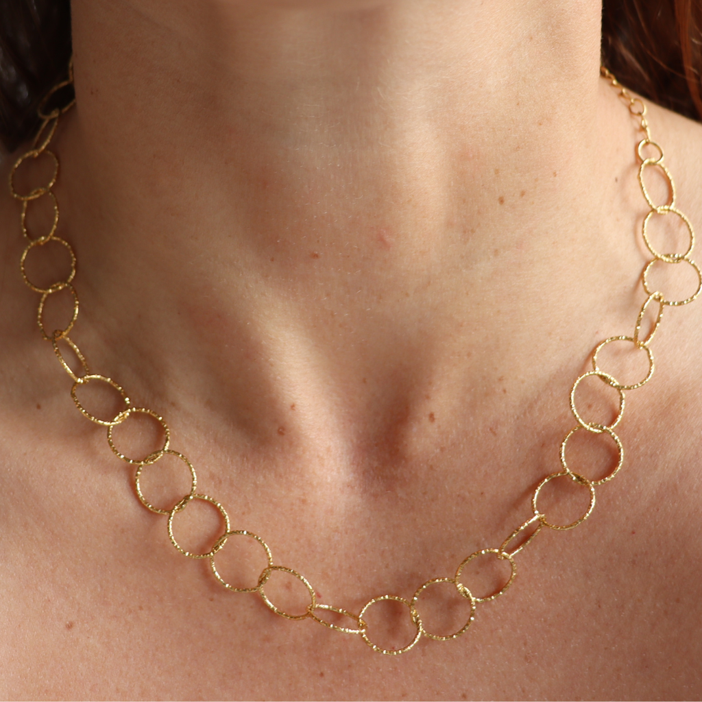 Steel Me Yellow Gold Round Link Chain Necklace