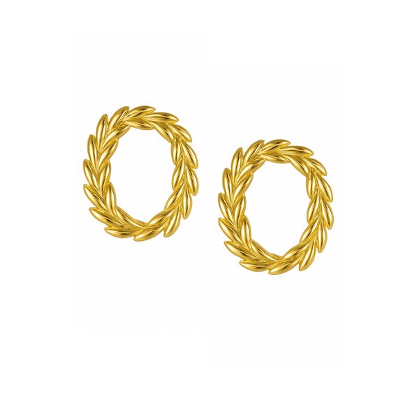 Steel Me Olive Gold Earrings