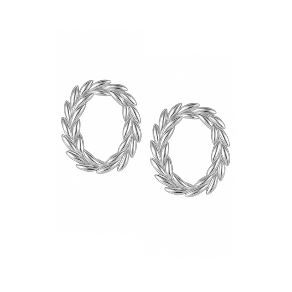 Steel Me Olive Silver Earrings