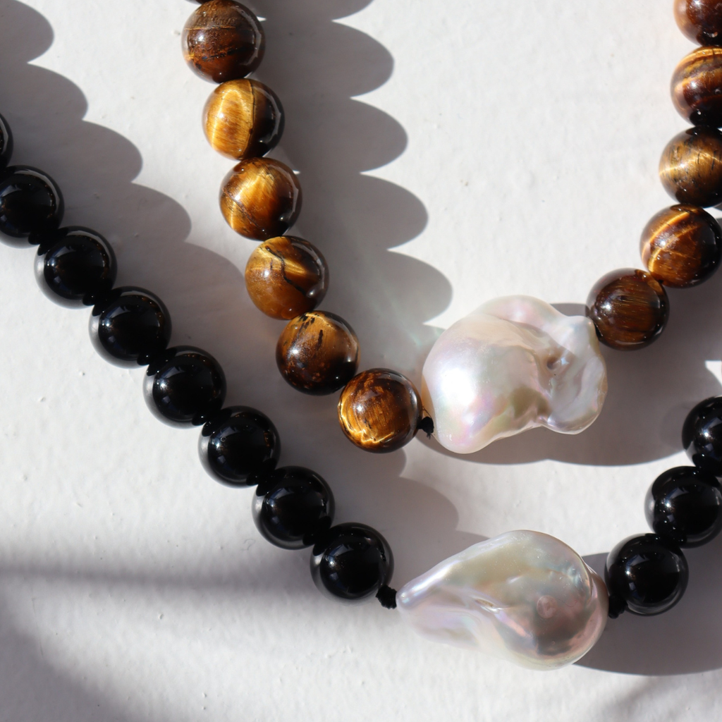 The Black Edit Tiger's Eye & Baroque Pearl Necklace
