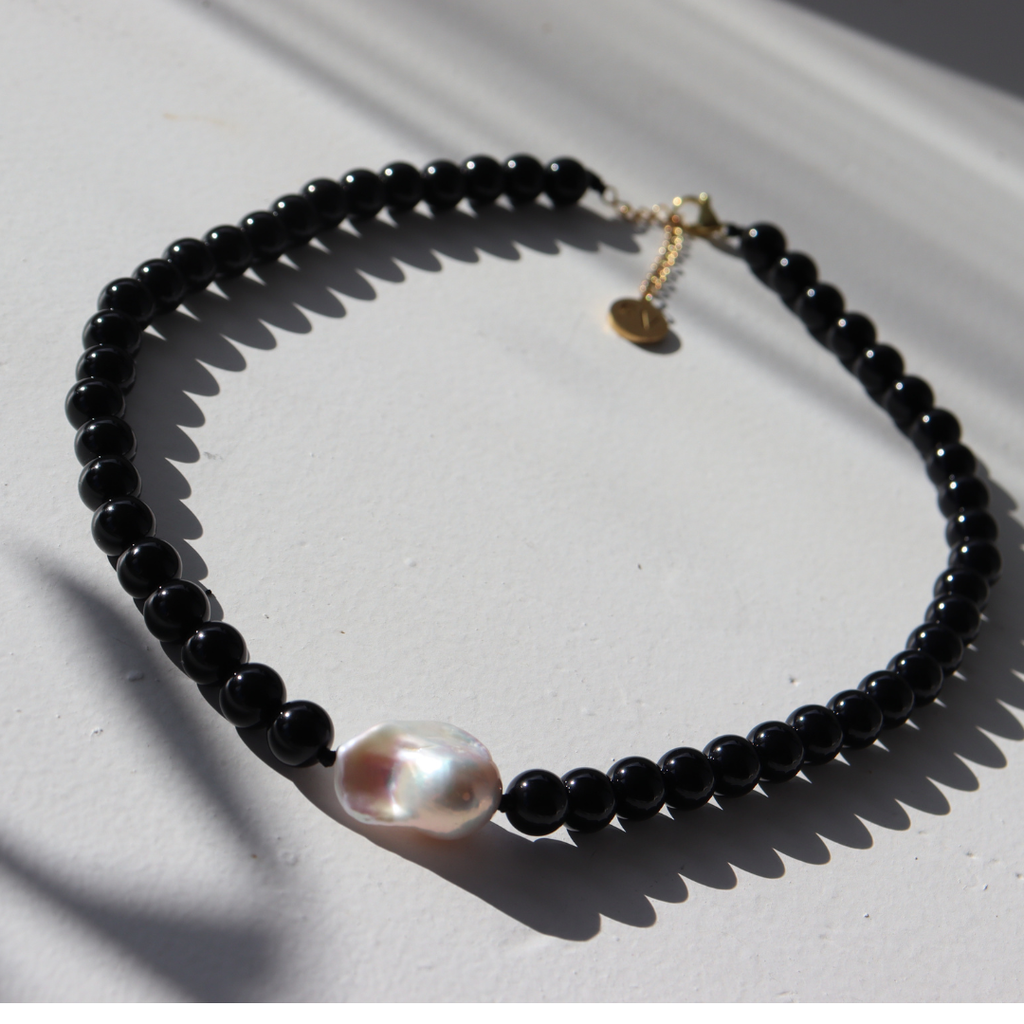 The Black Edit Black Onyx & Baroque Pearl Necklace