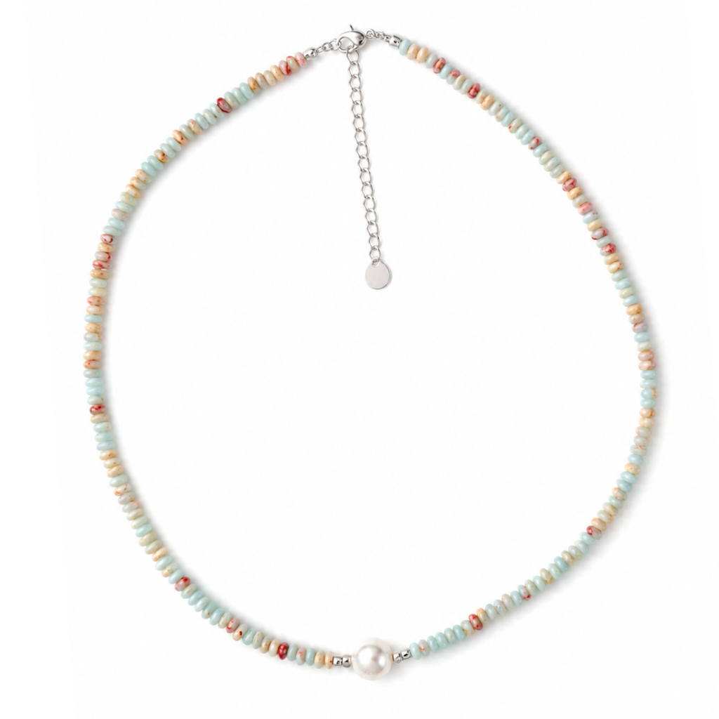Silver Perle Shoushan & Fresh Water Pearl Necklace