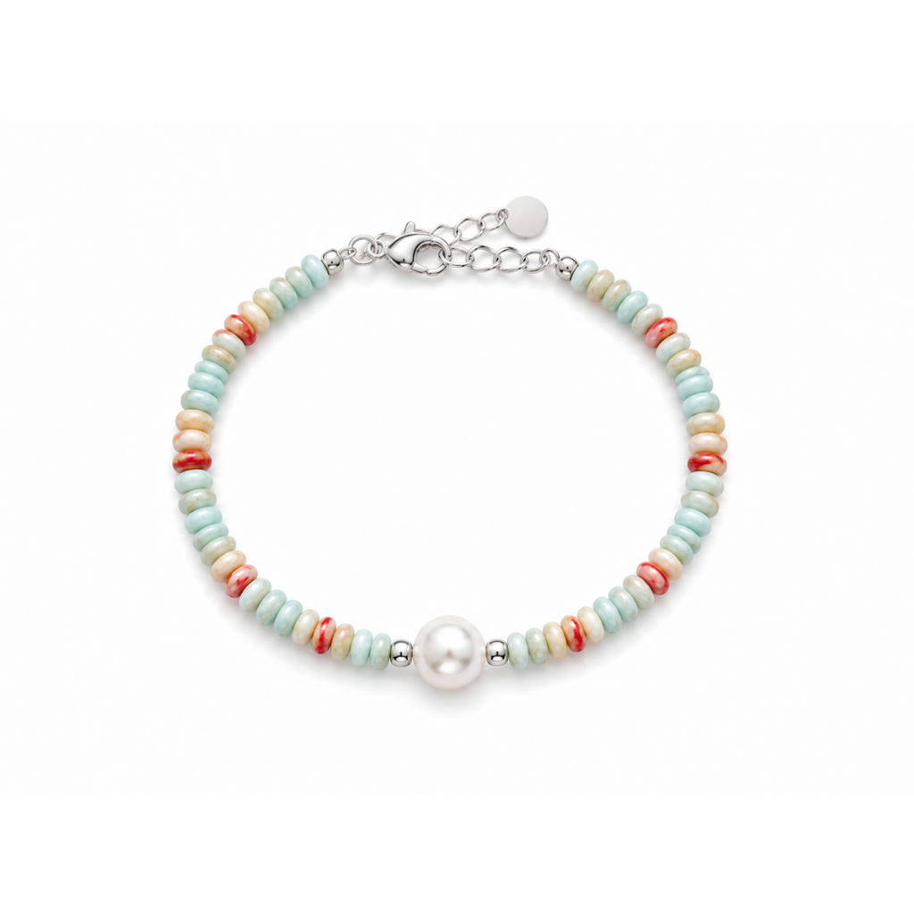 Silver Perle Shoushan & Fresh Water Pearl Bracelet