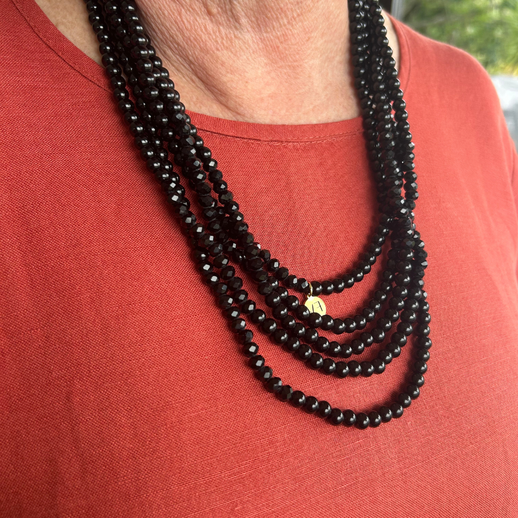 Black Edit Black Bead Long Necklace