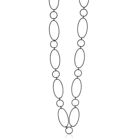 Steel Me Black Super Link Long Necklace