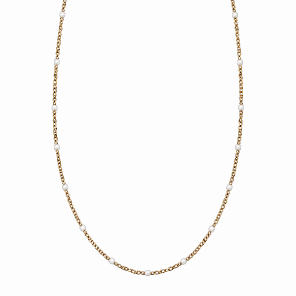 Steel Me Boho White Bead Petite Necklace