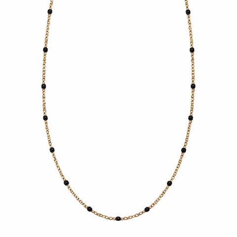 Steel Me Boho Black Bead Petite Necklace
