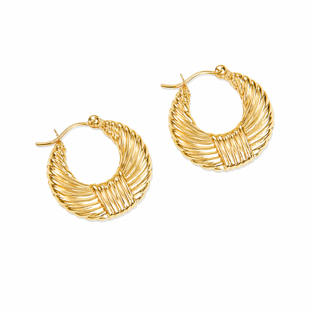 Steel Me Yellow Gold Bow Hoops