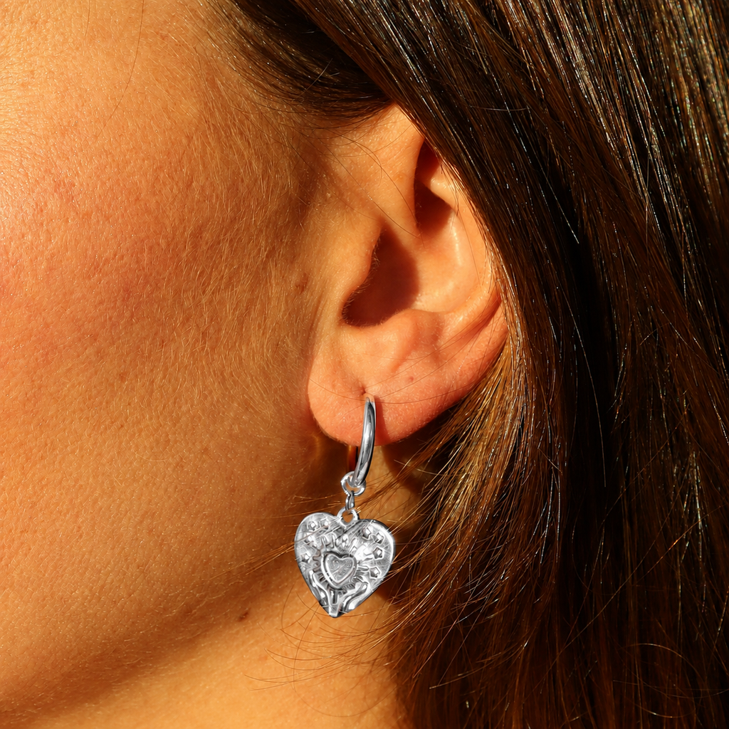 Steel Me Boho Heart Earrings