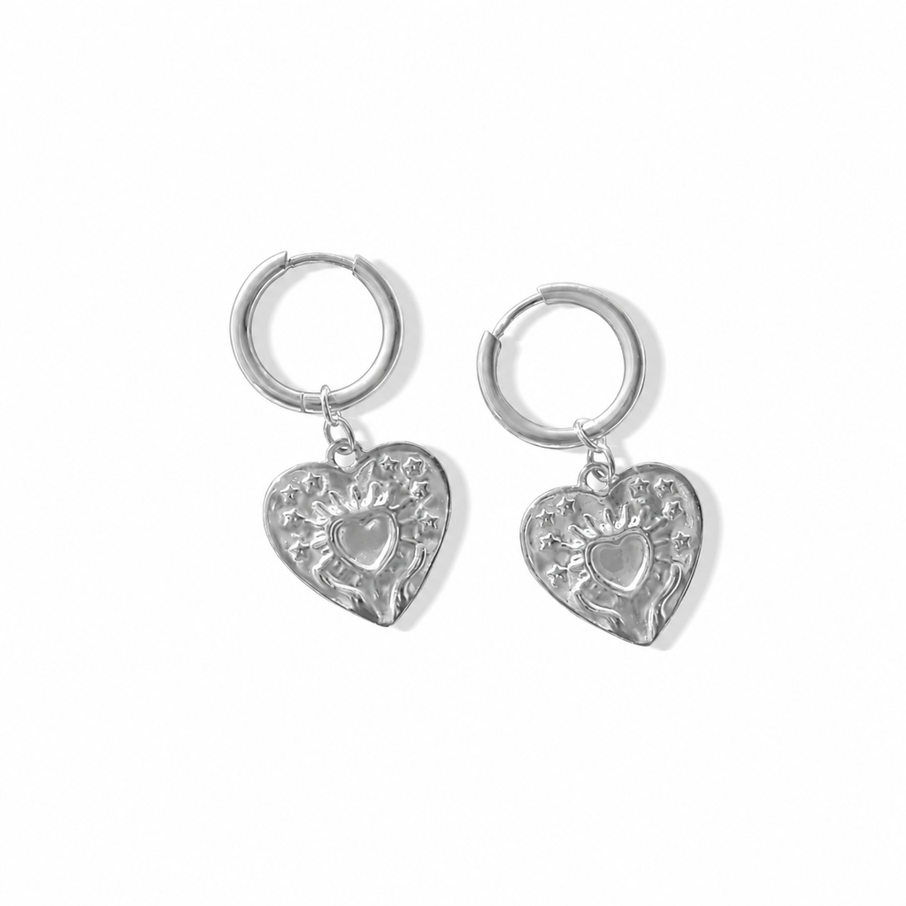 Steel Me Boho Heart Earrings