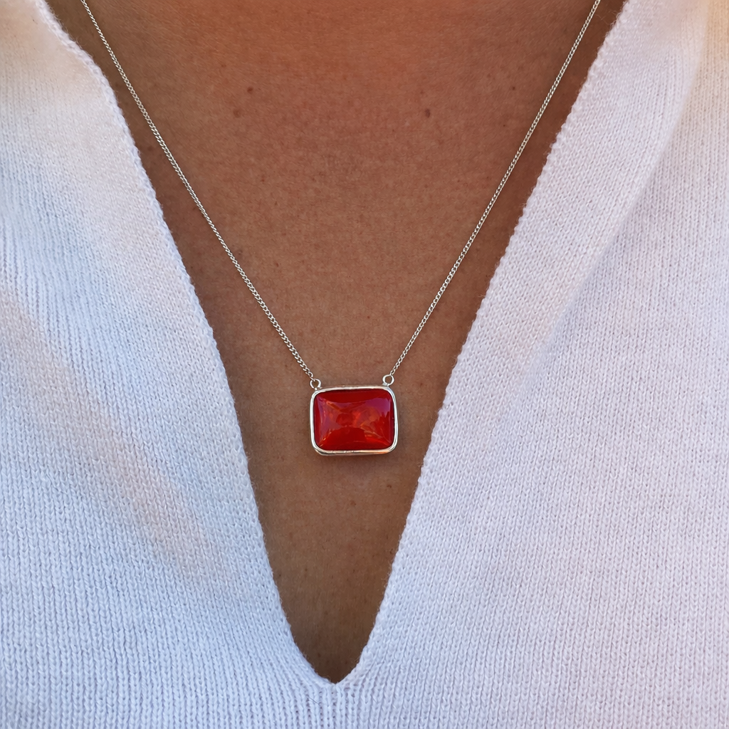La Stèle Carnelian Square Necklace