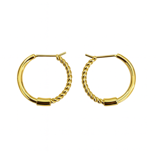 Bijoux Yellow Gold Hoops with Twist