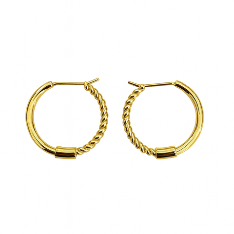 Bijoux Yellow Gold Hoops with Twist