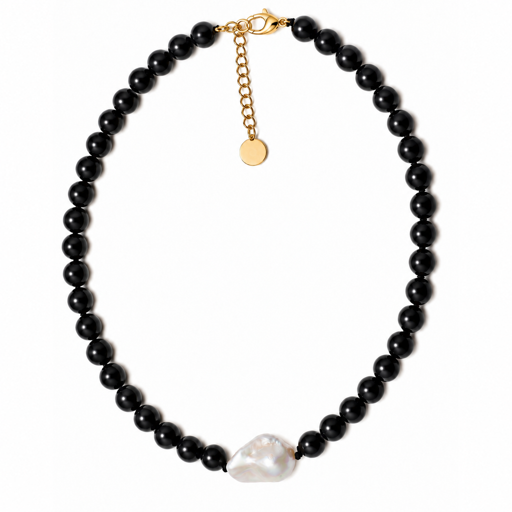 The Black Edit Black Onyx & Baroque Pearl Necklace