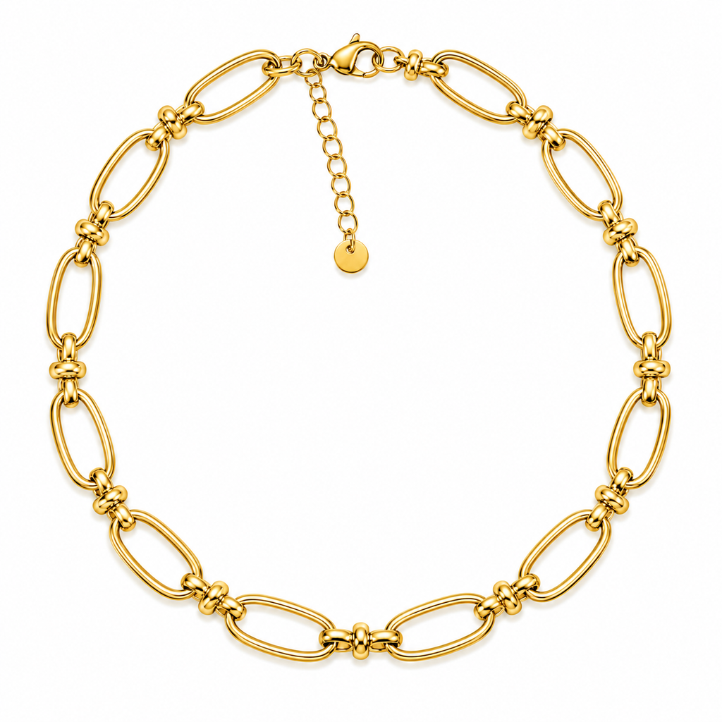 Steel Me Large Oval Link Yellow Gold Necklace