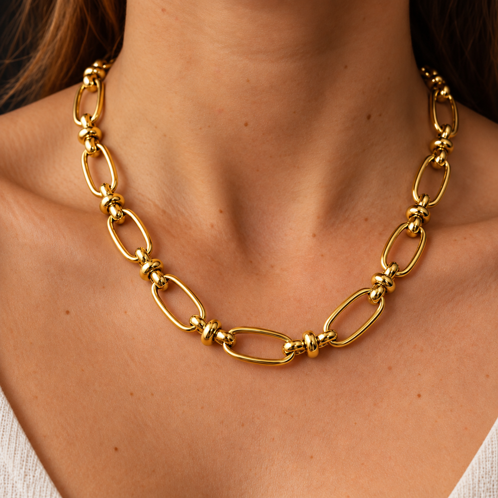 Steel Me Large Oval Link Yellow Gold Necklace