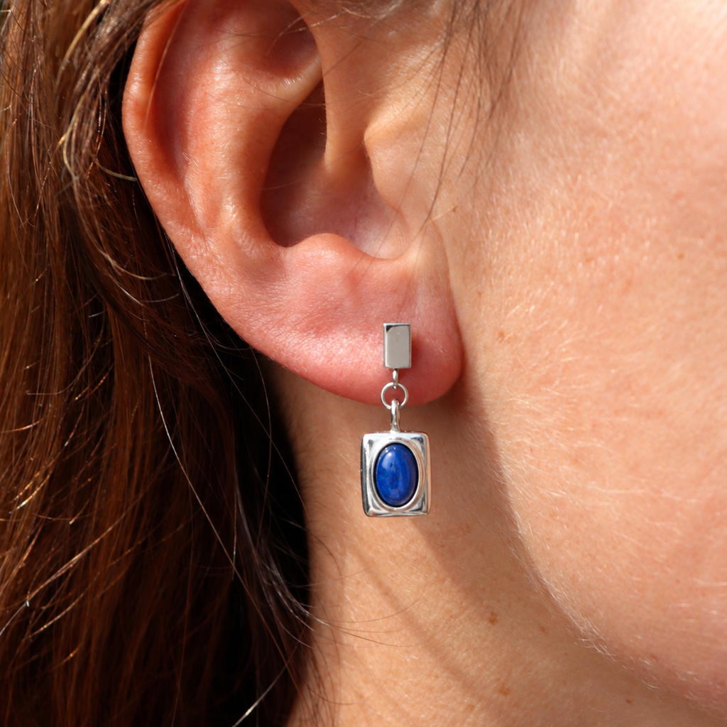 Steel Me Silver Josie Blue Earrings