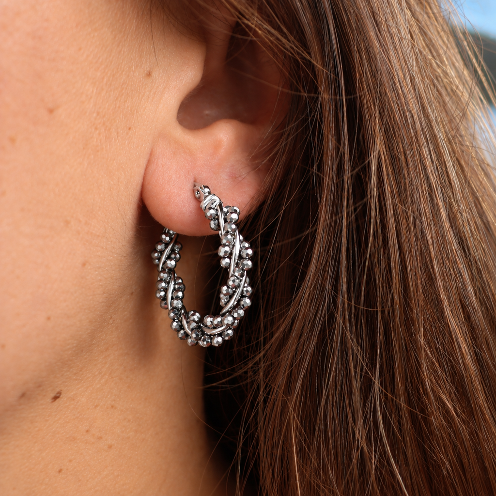 Steel Me Steely Silver Twist Earrings