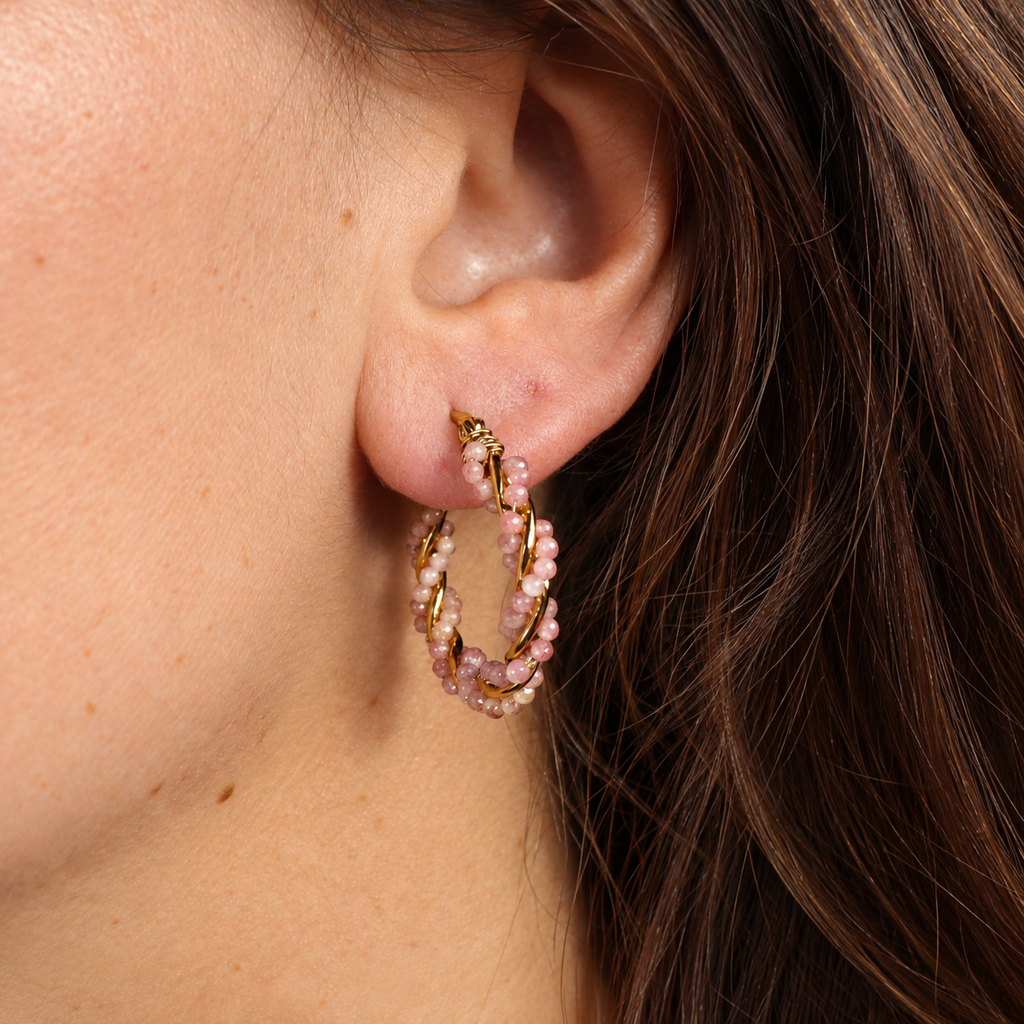 Steel Me Rose Pink Twist Earrings