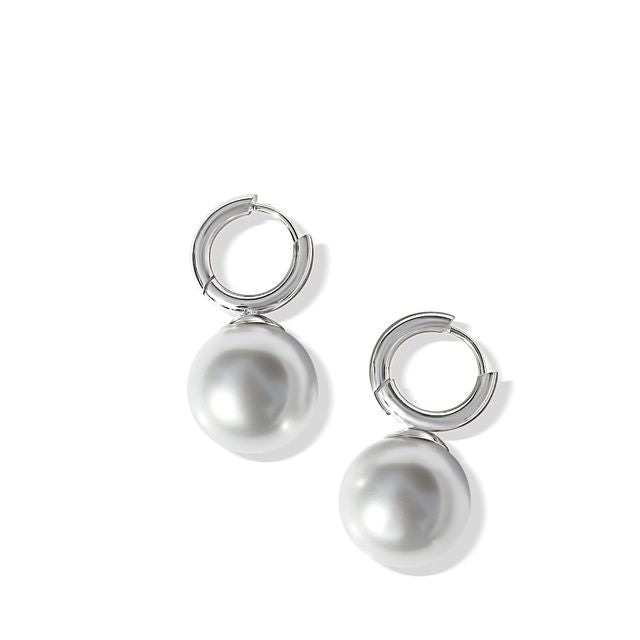 Steel Me Silver Round Pearl Earrings