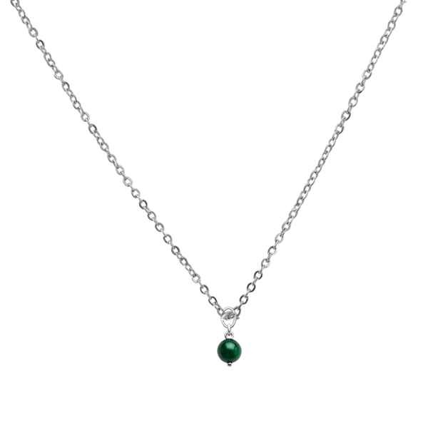 Steel Me Silver & Green Tiger's Eye Necklace