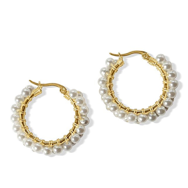 Steel Me Pearl Weave Earrings