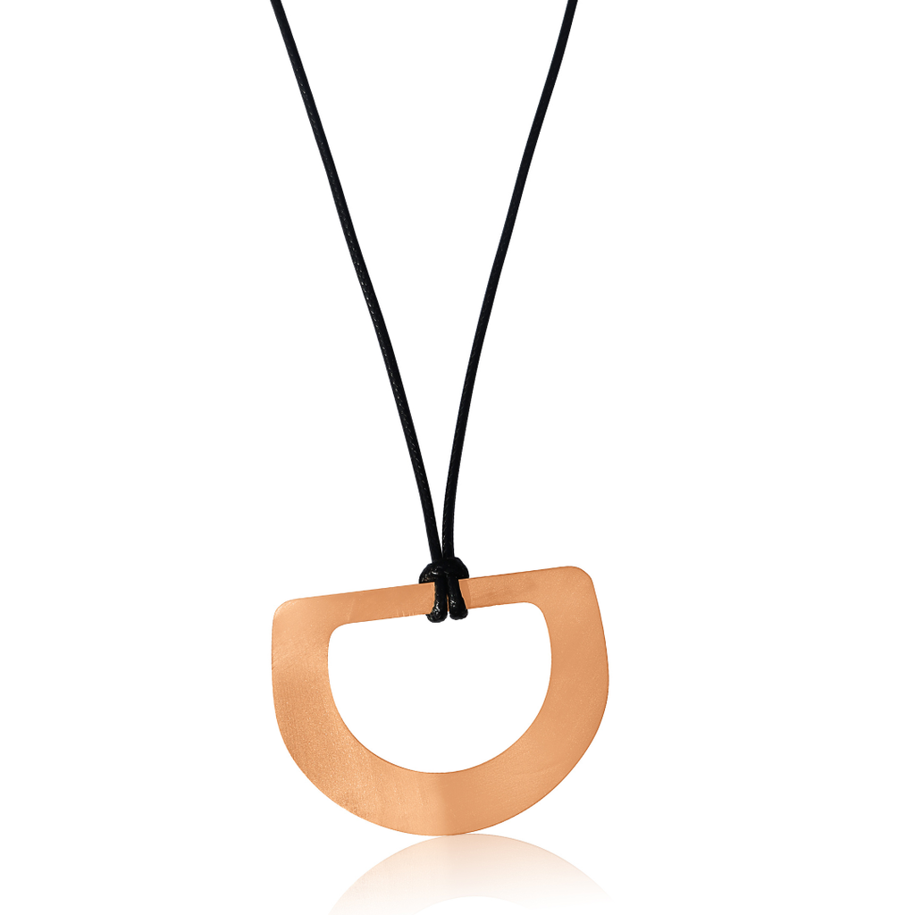 Circula Rose Gold D Leather Necklace