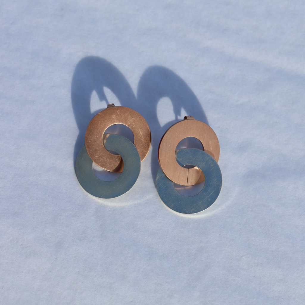 Circula Rose Gold & Silver Stud Earrings