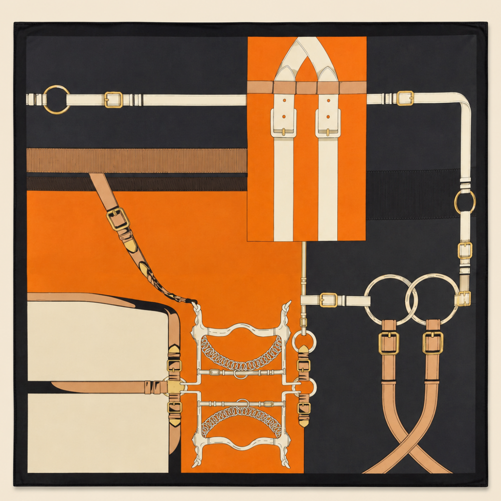 CARTER Navy Orange Bridle Scarf