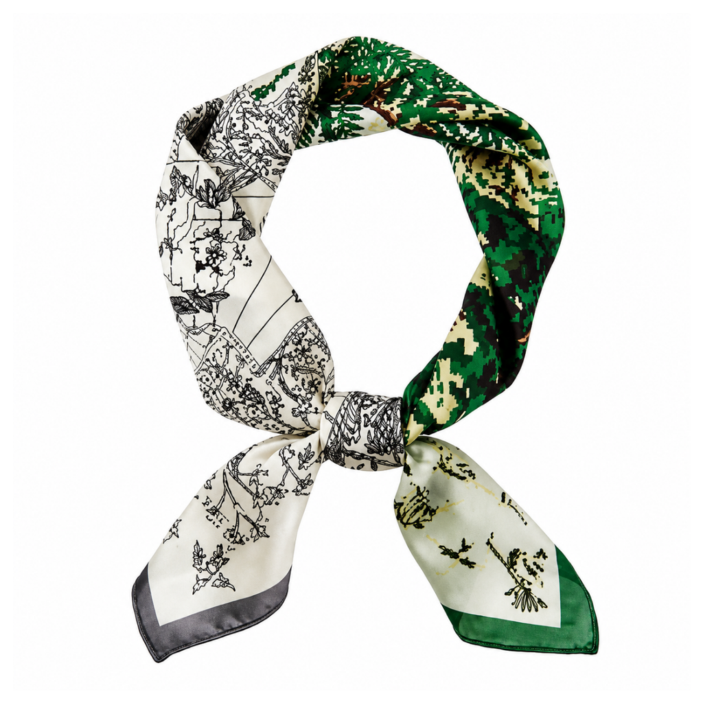 CARTER Green & White Time Scarf