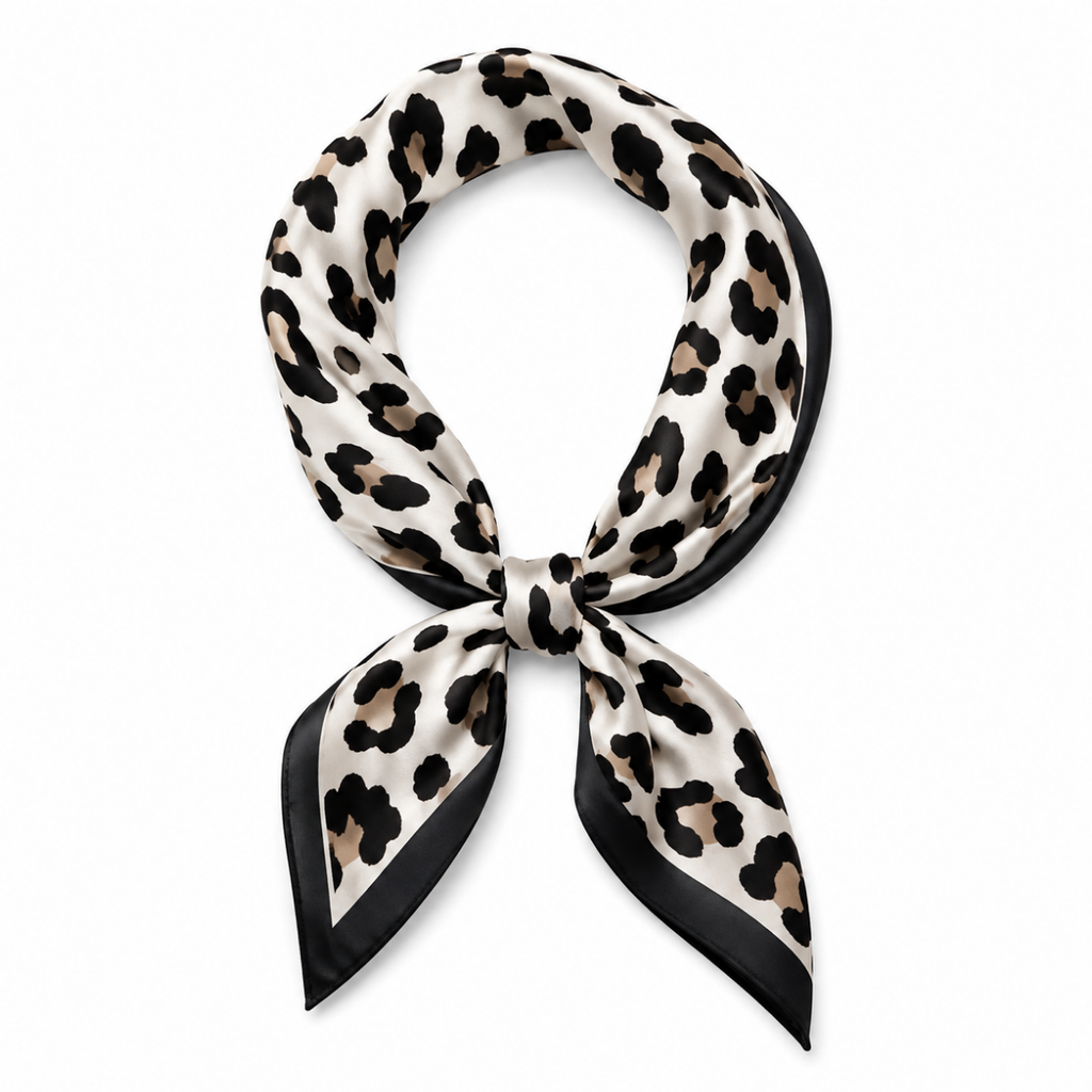 CARTER Small White Cheetah Print Scarf