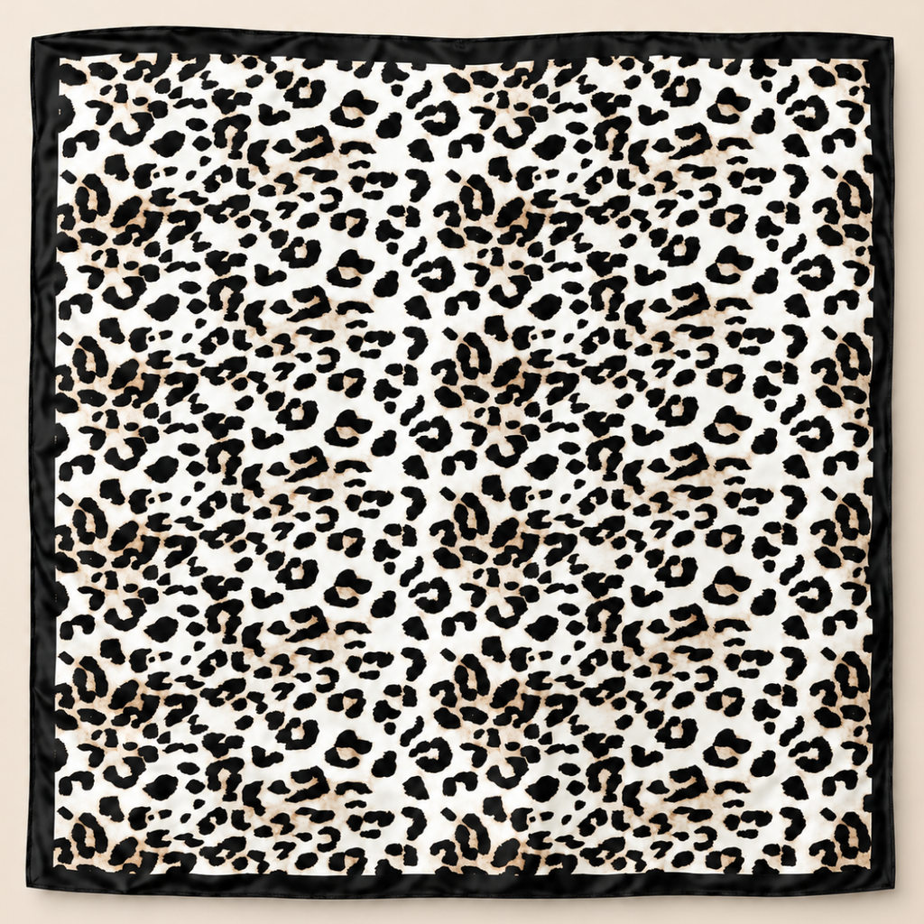CARTER Small White Cheetah Print Scarf