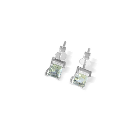 Lucie Silver & Green Amethyst Studs