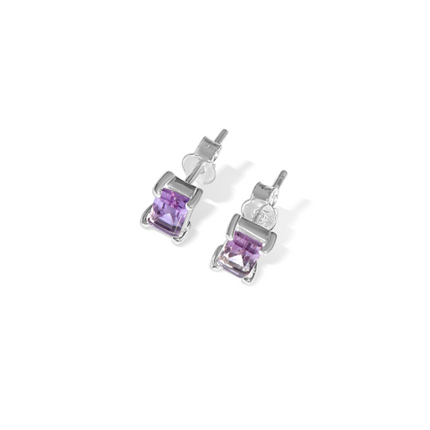 Lucie Silver & Purple Amethyst Studs