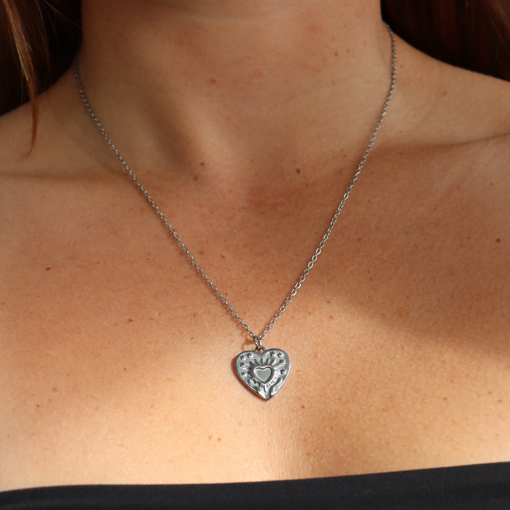 Steel Me Boho Heart Necklace