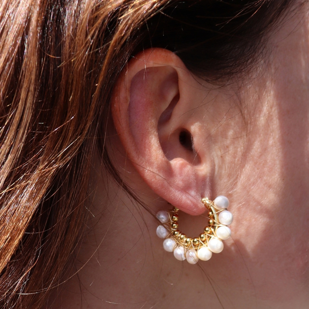 Steel Me Gold Libby Pearl Earrings