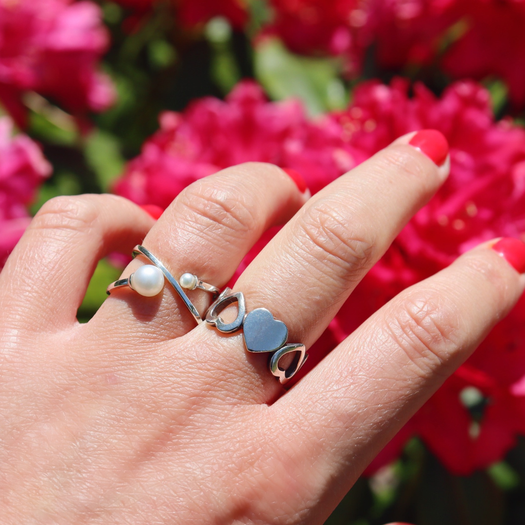 Silver Perle Double Wrap Pearl Ring Fabuleux Vous Jewellery