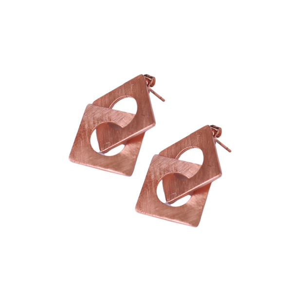 Carre Rose Gold Stud Earrings