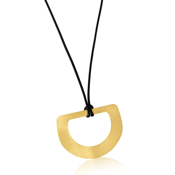 Circula Yellow Gold D Leather Necklace