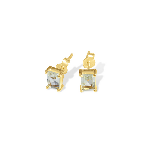 Lucie Gold & Green Amethyst Studs