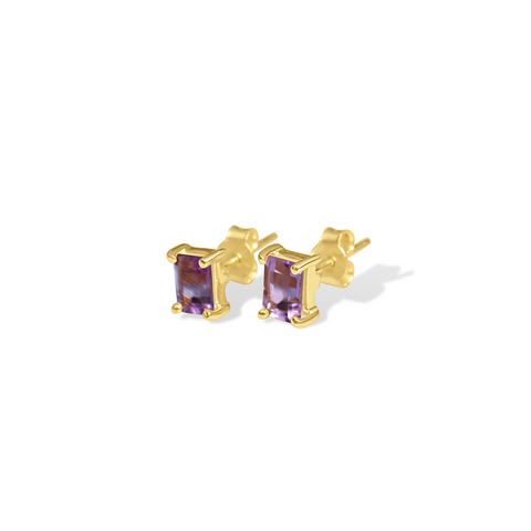 Lucie Gold & Purple Amethyst Studs