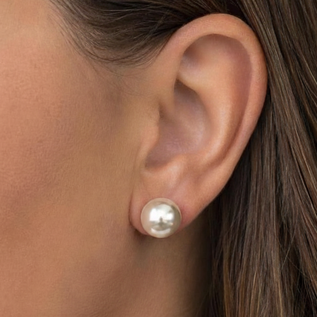 Perle Large Champagne Pearl Studs