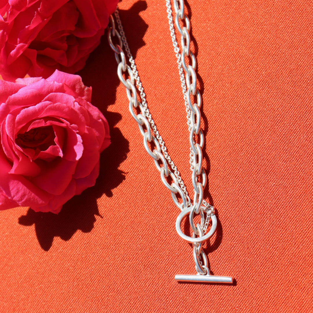 Double chain 2025 sterling silver necklace